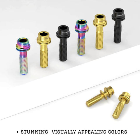 ✝️ Juscycling Pack of 6 pcs Titanium Bolts Screws for MTB Road Bicycle and Mountain Bike Stem, M5X18mm (Oil Slick) in various colors