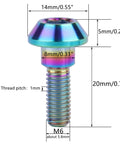 ✝️ UHDFBDHF 6Pcs Titanium Screw Motorcycle Brake Disc Bolt M6 x 20mm for Suzuki Yamaha Brake Disc Bolt Screw (Ranibow) with measurements