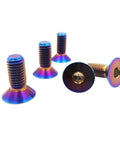 ✝️ RISON Titanium Ti Bolts M5x15mm, countersunk hex socket cap, burnt blue, pack of 5, showing flat head and hex socket close-up.