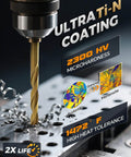 Sixteen Piece Titanium Coated HSS Drill Bit Set With Hex Shank For Wood Plastic Aluminum Sixteenth To Quarter Inch in use on metal