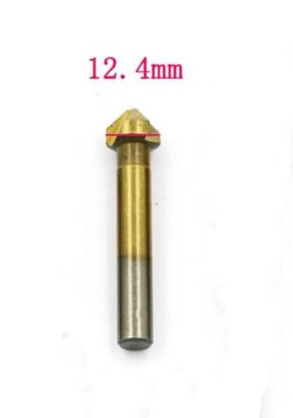 Durable Titanium Plated Countersunk Drill Bit 12.4mm Diameter, 8mm Shank, 90 Degree Three Flute Alloy Chamfering Bit image