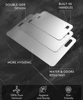 ✝️ Titanium Cutting Board Set of 3, Premium Pure Titanium Chopping Boards with built-in handles and double-side design for kitchen