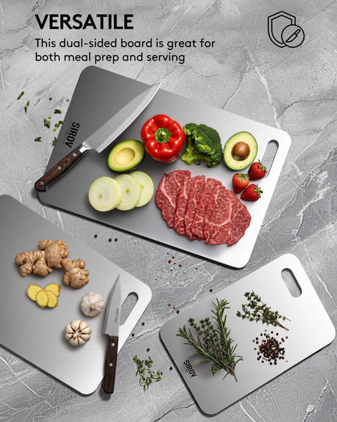 ✝️ Titanium Cutting Board Set of 3 with vegetables and meat, premium pure titanium for kitchen, non-toxic dishwasher safe 3PCS
