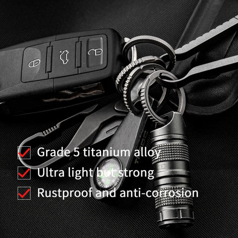 ✝️ FEGVE Titanium D Ring Key Ring with screwdriver, Car Fob holder Keychain Men Key Shackle Horseshoe Clasp (Black + 3 Keyring).