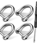 FEGVE Small Titanium Key Ring with Screw Shackle - Car Fob Keychain Heavy Duty Strong Mini Titanium D Rings - 4 Pack with Tool