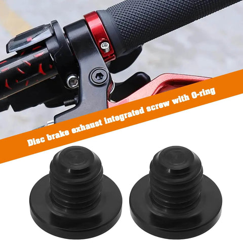 YINETTECH 2 Sets TC4 Titanium Disc Brake Bleed Screws with O-Rings M5x8.5mm for Shimano calipers pictured with handlebar installation
