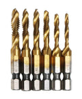 ✝️ AUTOTOOLHOME 6 Pack Titanium Combination Drill Tap Bit Set Screw Tapping SAE 6-32NC 8-32NC 10-24NC 10-32NC 12-24NC 1/4-20NC