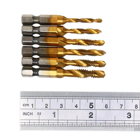 ✝️ AUTOTOOLHOME 6 Pack Titanium Combination Drill Tap Bit Set Screw Tapping SAE 6-32NC 8-32NC 10-24NC 10-32NC 12-24NC 1/4-20NC