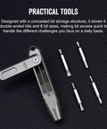 ✝️ OKNIFE Otacle D1 Titanium Small EDC Multi Bit Pocket Screwdriver, showing storage and S2 steel magnetic bits on dark background