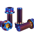 ✝️ UHDFBDHF Titanium Flange Head Bolt M6x10 15 20mm T30 Torx Screw Pack of 4 (Burnt Blue, M6x15mm) displayed in close-up view