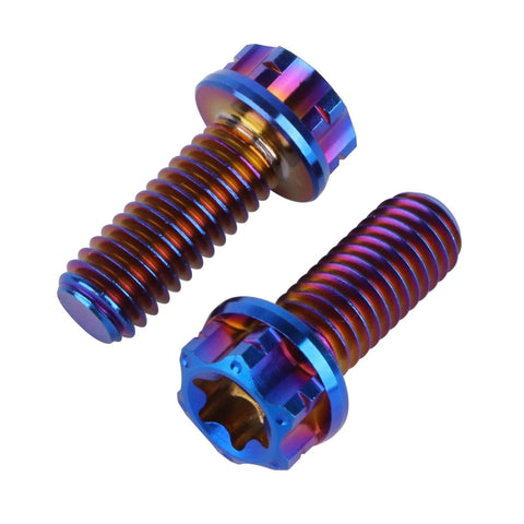 UHDFBDHF Titanium Flange Head Bolt M6x10 15 20mm T30 Torx Screw Pack of 4 (Burnt Blue, M6x15mm)