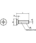 Technical diagram of ✝️ 10-Pack Made in Japan SVFT-M3-6 NBK Phillips Cross Recessed Flat Head Titanium Machine Vacuum Vented Screws.
