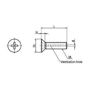 Technical diagram of ✝️ 10-Pack Made in Japan SVFT-M3-6 NBK Phillips Cross Recessed Flat Head Titanium Machine Vacuum Vented Screws.