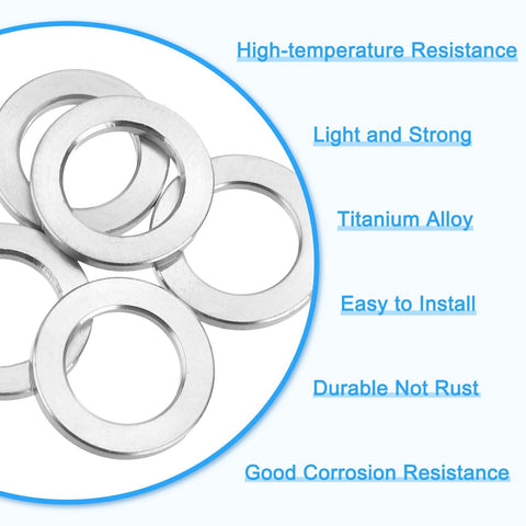 Silver ✝️ uxcell 5 Pcs M8 Titanium Flat Washer for Screw Bolt Nut Motor Maintenance with durability features highlighted