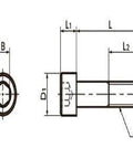 Technical drawing of ✝️ SNST-M4-10 NBK Hex Socket Head Cap Screws - Titanium- Made in Japan with dimensions, showing front and side view.