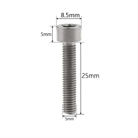 Wanyifa Titanium Ti M5 x 10 12 15 18 20 25 30 35 40 45 50 55 60mm Bicycle Allen Hex Socket Head Screw, M5x25mm, side view