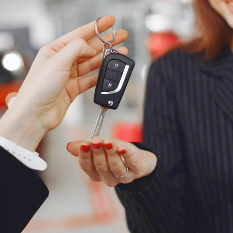 Exchanging car keys using 4 Pcs Titanium Alloy Horseshoe D-Shaped Buckle Keychains, Includes Screwdriver, Lightweight and Durable