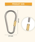 Skylety 10 Pieces Mini Titanium Locking Clips D-Ring Locking Snap Keychain Keyring Screw Lock Buckle size diagram, lightweight and sturdy.