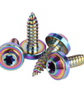 Colorful ✝️ UHDFBDHF 4Pcs Titanium M5 18mm Self Tapping Screw T25 Torx Head Motorcycle Bolt (Ranibow) on display