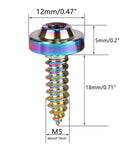 ✝️ UHDFBDHF 4Pcs Titanium M5 18mm Self Tapping Screw T25 Torx Head Motorcycle Bolt (Ranibow) close-up with dimensions