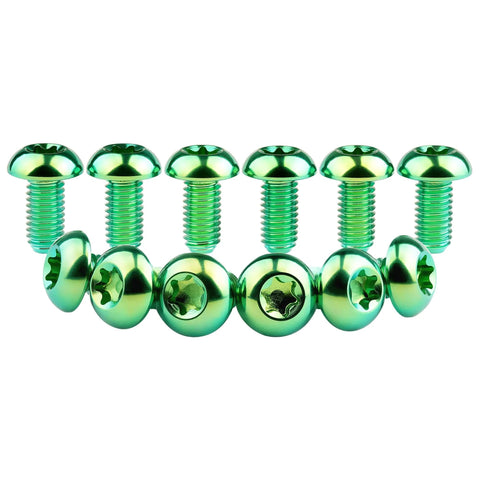 12 Pcs M5x10 Titanium Torx Bolts for Bicycle Disc Brake Rotors Made from Grade 5 6AL 4V Titanium Alloy Featuring T25 Torx Head Green Finish