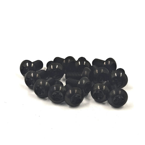 Set Of Twelve Titanium M5x10mm Rotor Bolts For MTB Mountain Bike Disc Brake Rotors Featuring Torx T25 Head Grade 5 Titanium 6Al-4V Lightweight Yet Strong Corrosion Resistant Black Finish For Reliable High Performance Braking
