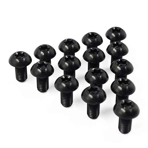 Set Of Twelve Titanium M5x10mm Rotor Bolts For MTB Mountain Bike Disc Brake Rotors Featuring Torx T25 Head Grade 5 Titanium Black Finish