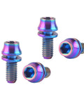 Colorful set of 4 Titanium M5x12mm bolts with washers for bicycle water bottle cages, Grade 5 6Al4V Ti alloy, hex screws