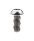 Close-up of a single 4 pcs titanium M5 x 12mm Torx head bolt for bicycle bottle cage, showing thread and head design.