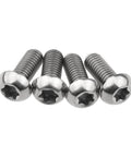 4 pcs titanium M5 x 12mm Torx head bolts for bicycle bottle cage aligned side by side