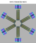 6 pcs titanium M5x15 hex socket bolts for bike motorcycle marine use, rainbow finish, displayed in a star pattern