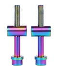 ✝️ UHDFBDHF 2PCS Titanium M5x40mm Bolt Nut Washer Bicycle SeatPost Fixed Bolt (Ranibow) in colorful rainbow finish.