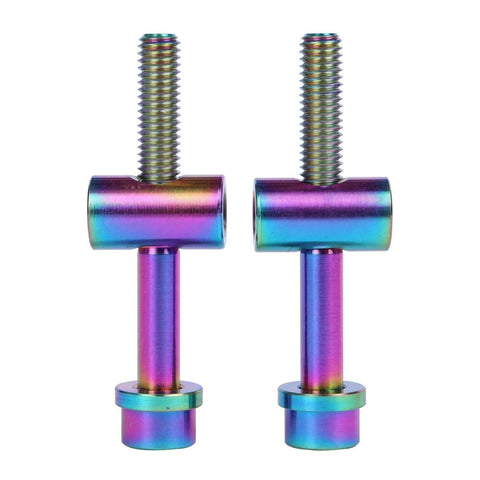 ✝️ UHDFBDHF 2PCS Titanium M5x40mm Bolt Nut Washer Bicycle SeatPost Fixed Bolt (Ranibow) in colorful rainbow finish.