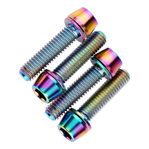 Wanyifa Titanium M6x16 18 20 25mm Hex Tapered Head for Bicycle Crank Brake Fixed Upgrade Screw Pack of 4 Multicolored M6x20mm