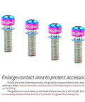 Juscycling Pack of 4 pcs Titanium Bolts Screws for MTB Road Bicycle and Mountain Bike Disc Caliper, M6X20mm (Oil Slick)