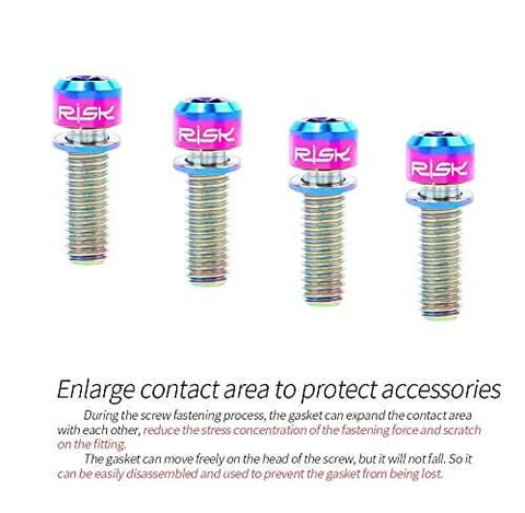 Juscycling Pack of 4 pcs Titanium Bolts Screws for MTB Road Bicycle and Mountain Bike Disc Caliper, M6X20mm (Oil Slick)