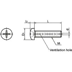 Diagram of SVPT-M4-25 NBK Phillips Pan Head Titanium Screw with ventilation hole detail for automation systems.