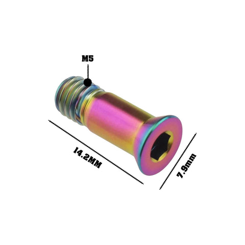 Multicolor ECSiNG 2pcs Titanium Alloy Fixing Screws, Bicycle Rear Derailleur Bolt, 14.2mm length, M5 thread size