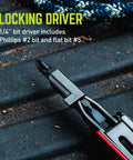 Close-up of a locking driver on the TRUE Titanium Block Multitool | 5-in-1 Compact Multitool with a Locking Driver