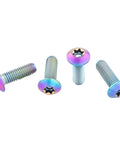 Wolf Tooth Titanium Oil Slick Water Bottle Cage Bolts - Low Profile Head/Oil Slick / 4 Pack showcasing vibrant finish.
