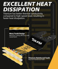 TOLESA 16pcs Extra-Long Titanium Oscillating Saw Blades with wavy tooth design and titanium-reinforced teeth for enhanced cutting efficiency.