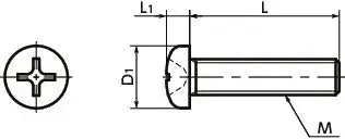 Technical drawing of ✝️ SNPT-M5-25 NBK Cross Recessed Pan Head Machine Screws - Titanium- Made in Japan for stable alignment and smooth motion.