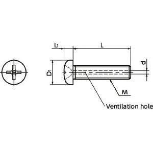 Mechanical diagram of ✝️ 10-Pack Made in Japan SVPT-M3-6 NBK Phillips Cross Recessed Pan Head Titanium Machine Vacuum Vented Screws