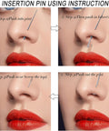 Insertion pin guide for G23 Titanium Threadless Piercing Tapers Kit For Safe Jewelry Changes, showing step-by-step nose piercing.