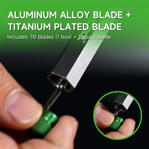 Titanium Coated Pipe Deburring Tool With 10 High Speed Steel Blades For Copper Metal Resin PVC Pipes And Edges 3D Printing Burr Removal Reamer Durable And Easy Deburring, with aluminum alloy and titanium plated blades visible.