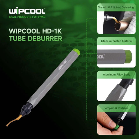 Titanium Coated Pipe Deburring Tool With 10 High Speed Steel Blades For Copper Metal Resin PVC Pipes And Edges 3D Printing Burr Removal Reamer Durable And Easy Deburring, showing titanium-coated blade and aluminum body.