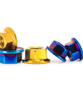 ✝️ 304 Stainless Steel Hexagonal Flange nut 10 Pieces Titanium Plated Flange Gold Plated blued nut M4M5M6M8M10 visible on white background