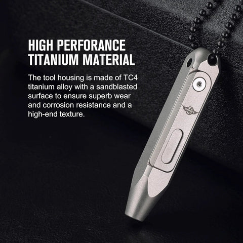 Close-up of OKNIFE Otacle D1 Titanium Small EDC Multi Bit Pocket Screwdriver with high-performance titanium material.