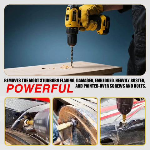 Drill using Titanium Damaged Screw Extractor Set: 22 PCS Easy Out Screw Extractor Kit with Magnetic Extension Bit Holder & Socket Adapter.