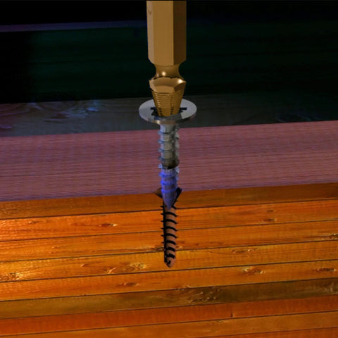 Close-up of ✝️ Speed Out Titanium Damaged Screw Extractor Kit in use on a wooden surface, showing the extraction process.